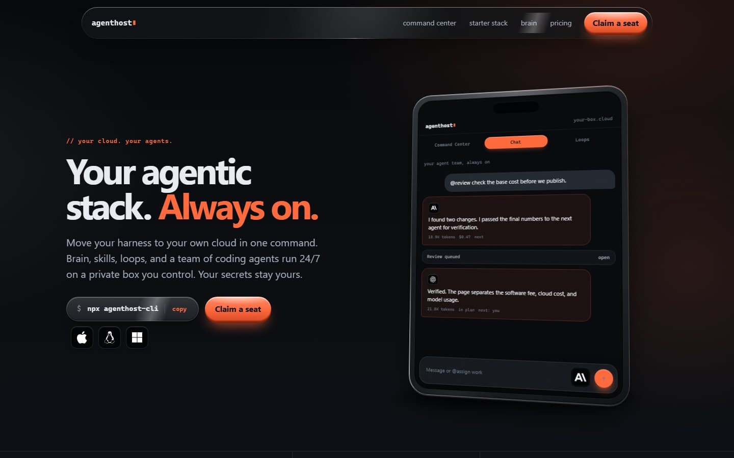 AgentHost product interface