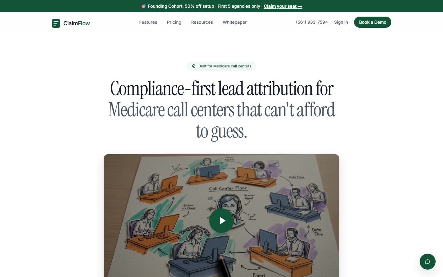 ClaimFlow product homepage