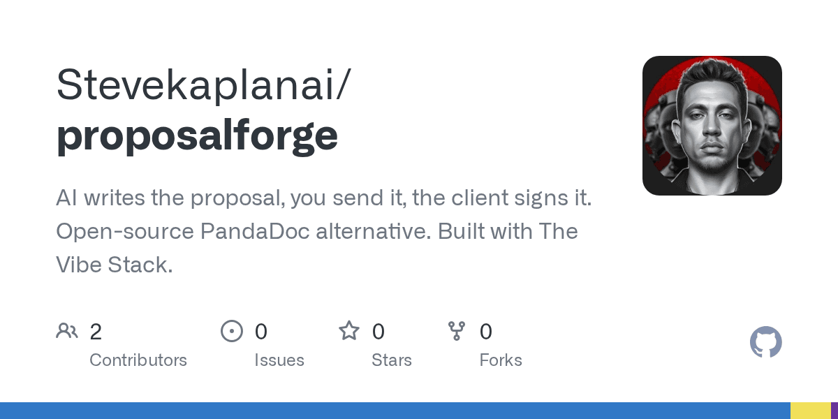 Screenshot of github.com/Stevekaplanai/proposalforge