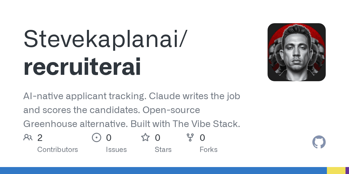 Screenshot of github.com/Stevekaplanai/recruiterai